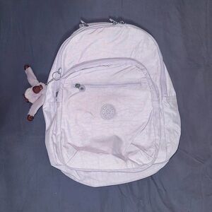 Kipling Soft Gray Backpack with Plush Charm
